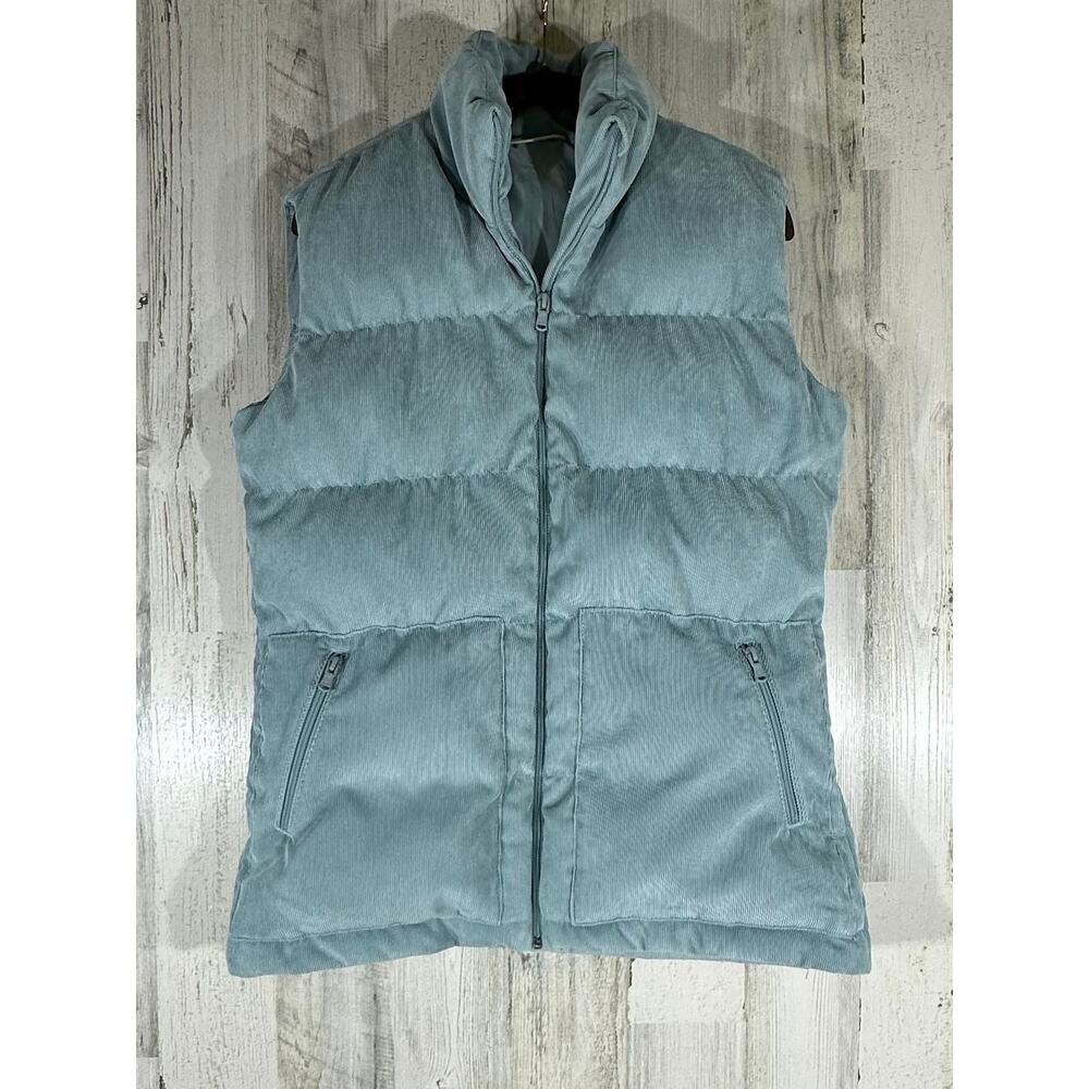 Vineyard Vines Puffer Vest Sz Small Corduroy Zip Front Pockets‎ Light Dusty Blue